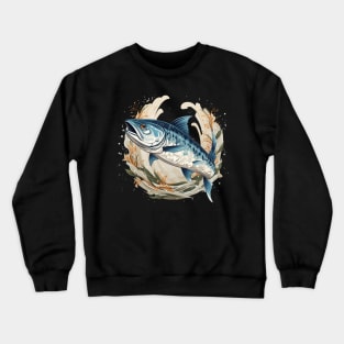 Hokusai’s Barracuda Symphony: A Brushstroke of Power Crewneck Sweatshirt